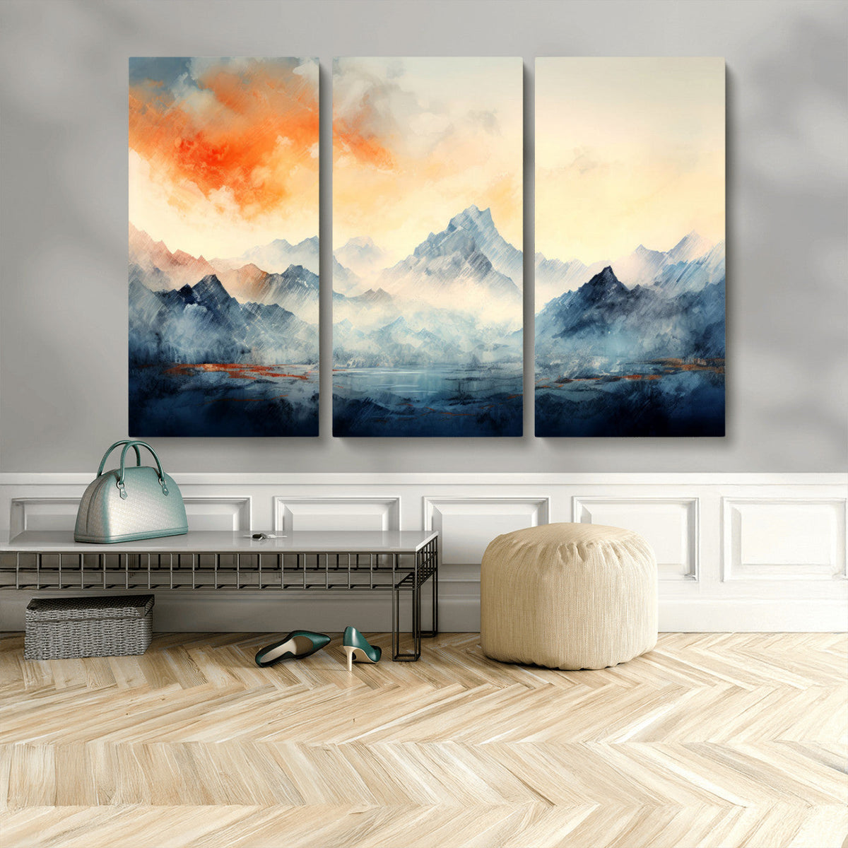 Warm Clouds Abstract Mountain Wall Art Canvas Print