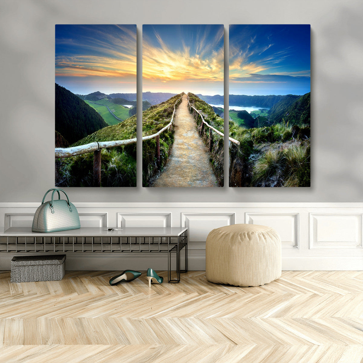 Mountain and Sunset Wall Art Canvas Print