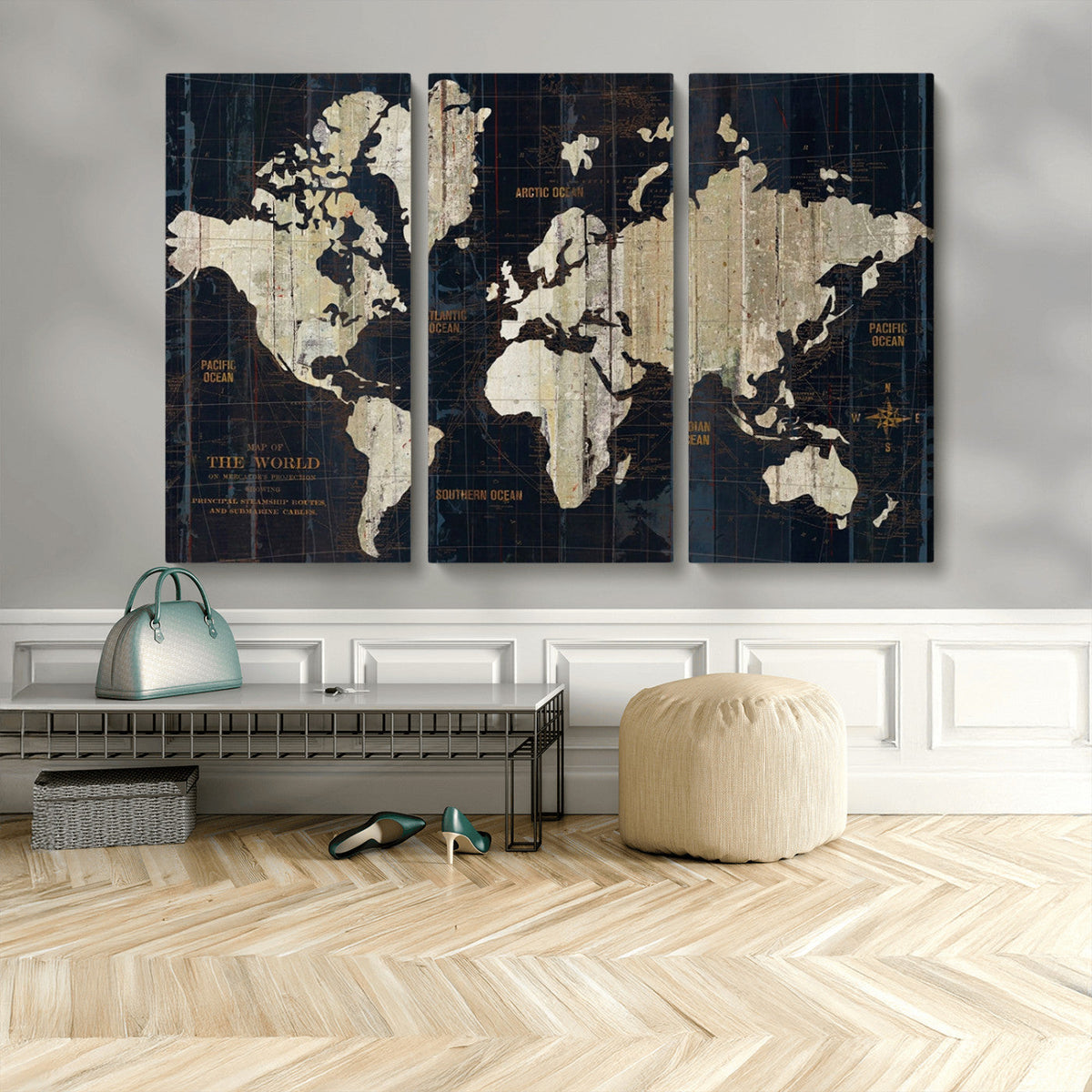 Antique Old World Map Wall Art Canvas Print