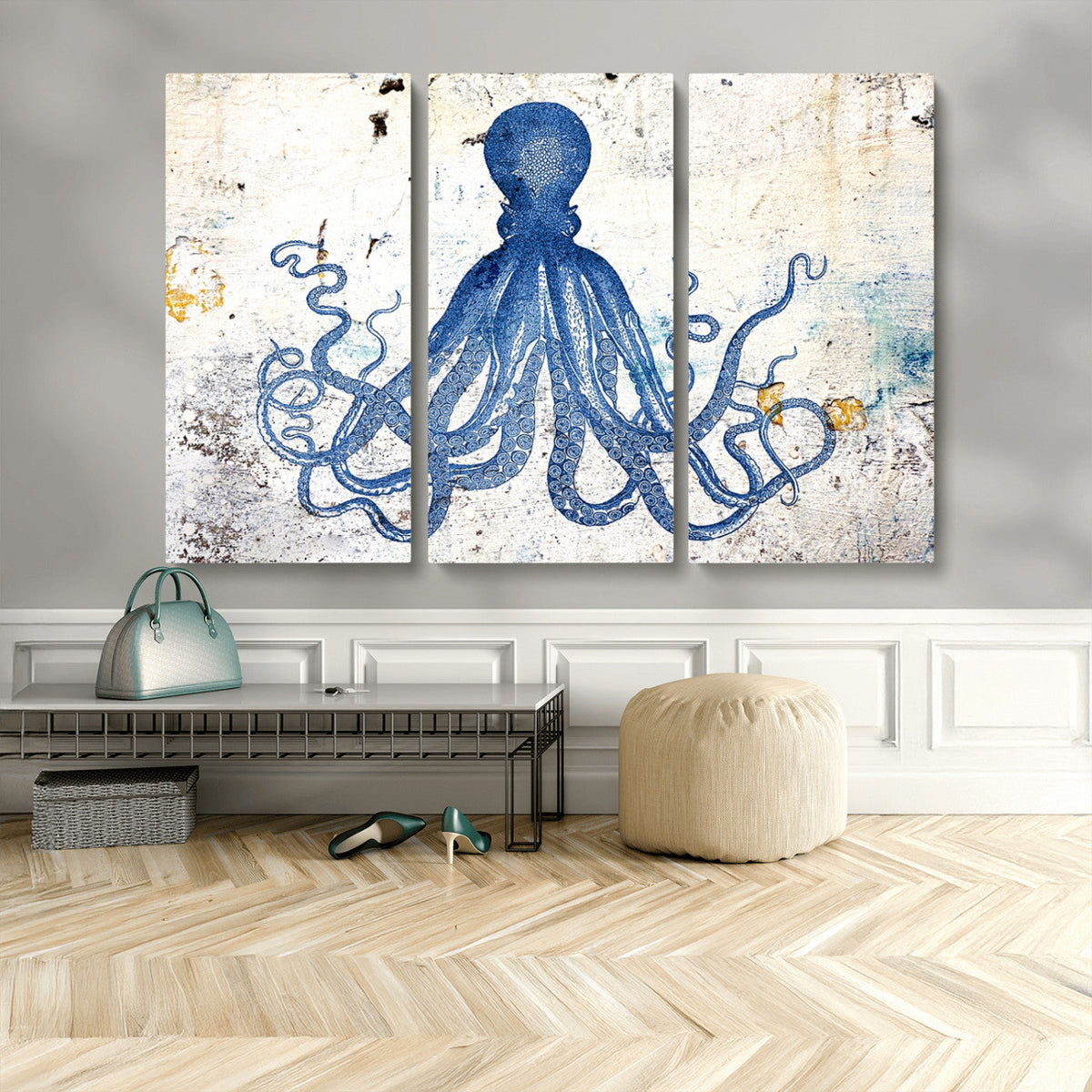 Octopus Canvas Wall Art | Coastal Marine Life Artwork for