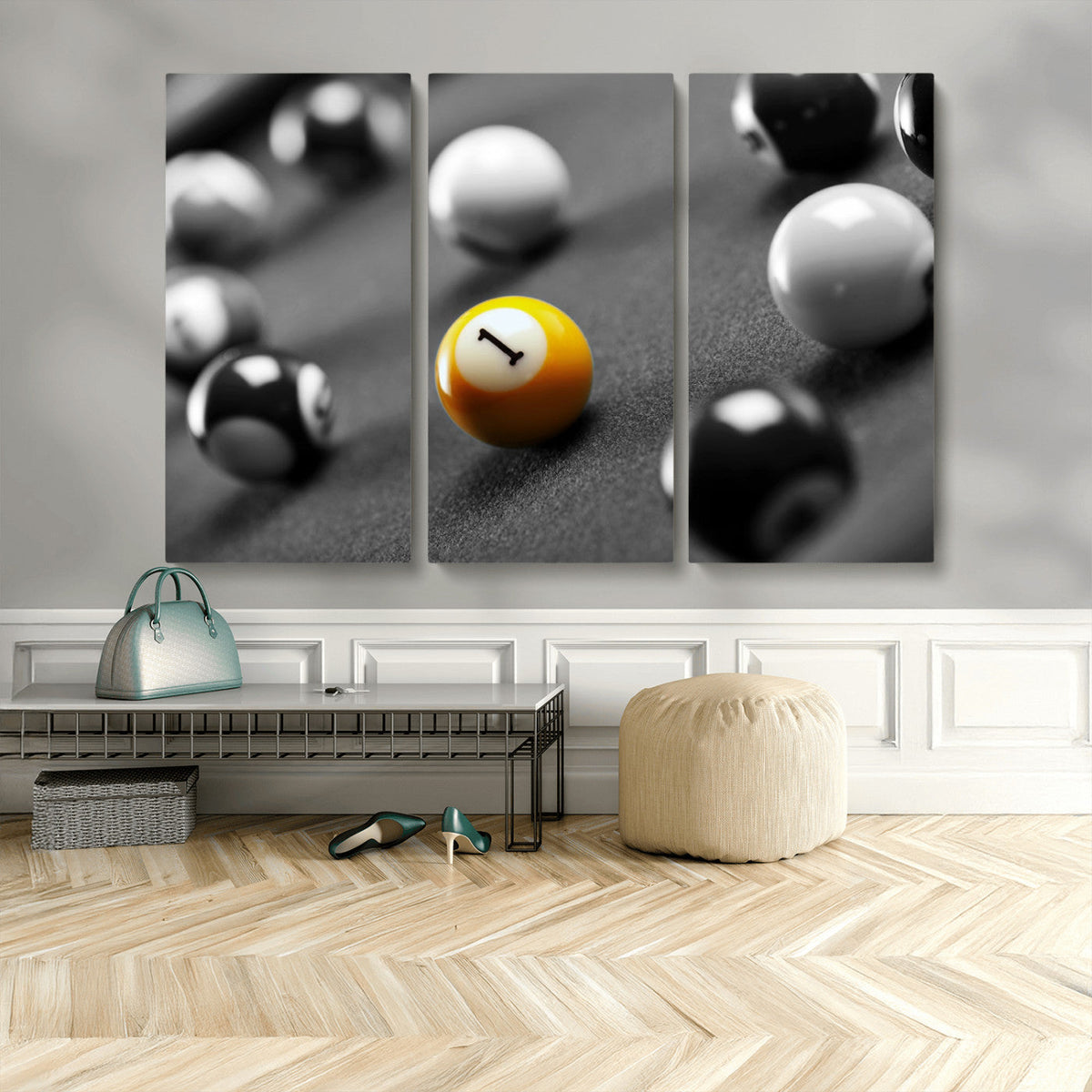 Wall Art Pool Table and Balls Canvas Print