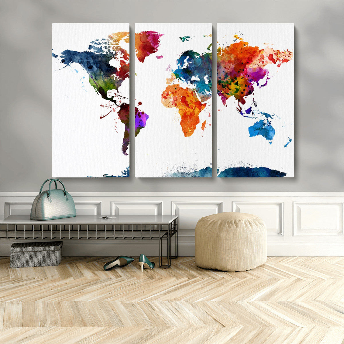 World Map Canvas Print – Detailed Map of the World Wall Art