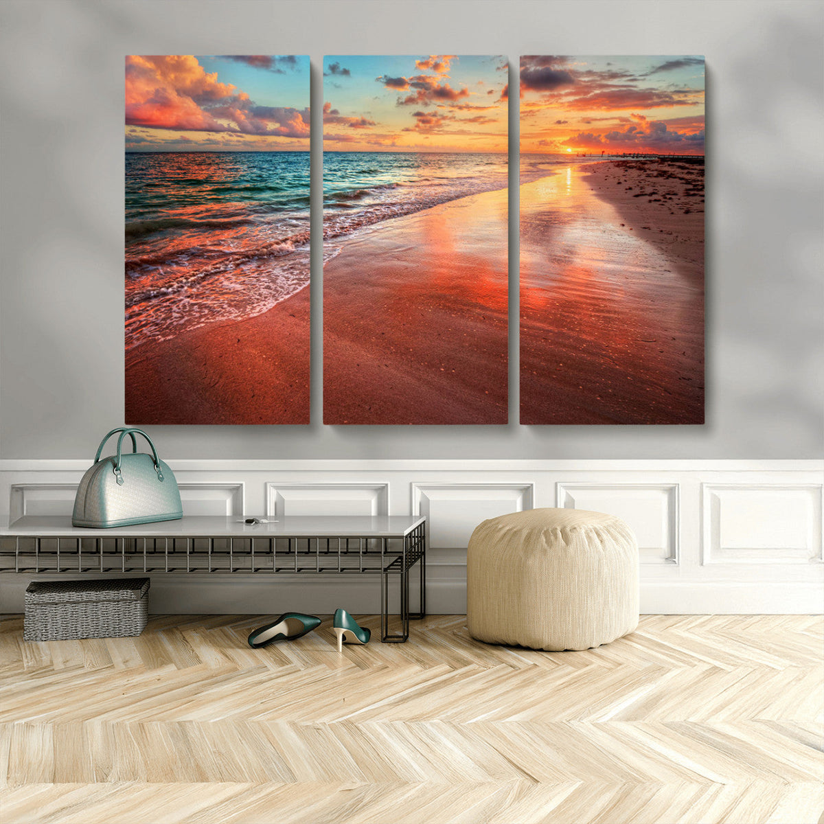 Sunset Beach Wall Art | Ocean Canvas Print | Coastal Wall