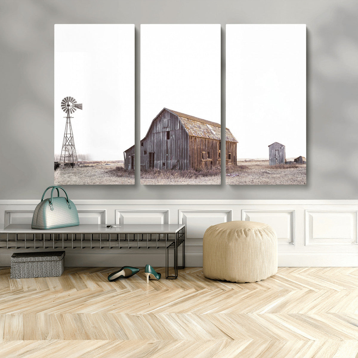 Set of 3 Rustic Farmhouse Wall Art Prints – Country Barn,