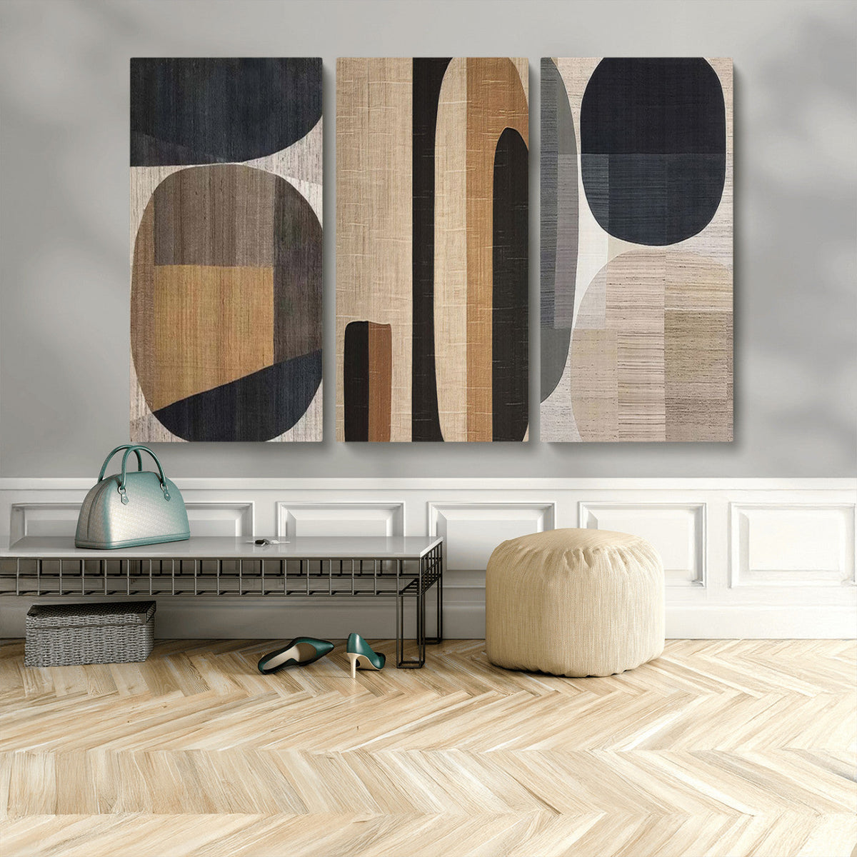 Abstract Minimalist Canvas Wall Art - Neutral Geometric