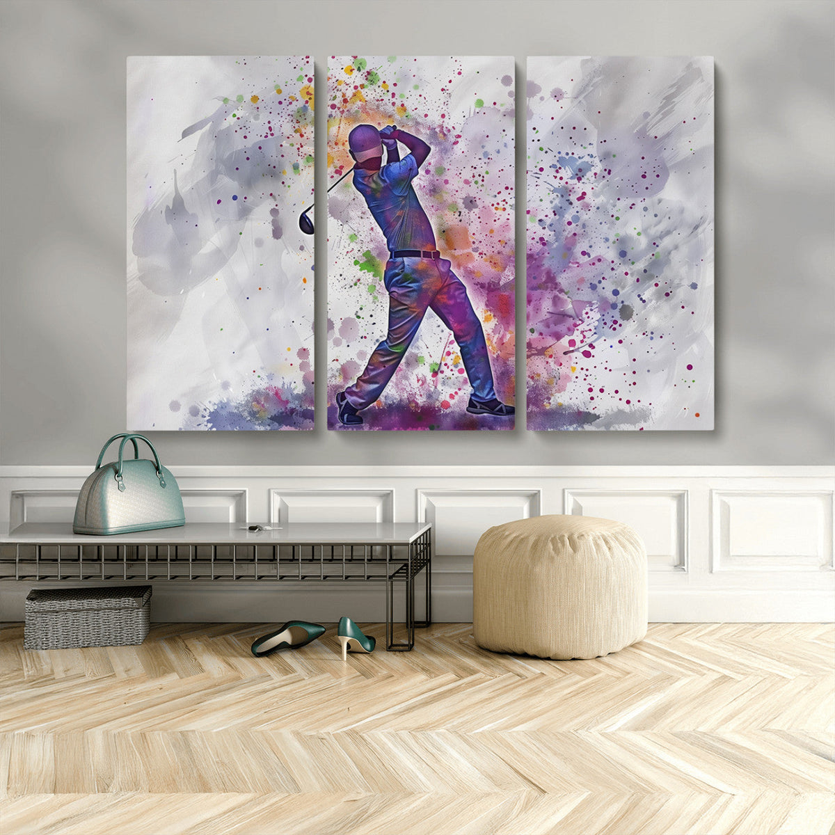 Watercolor Golf Swing Wall Art Canvas Print | Vibrant