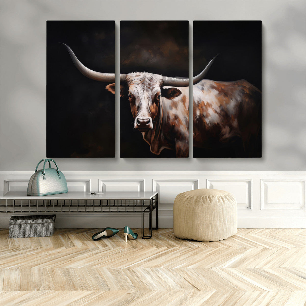 Texas Longhorn Wall Art Canvas Print | Western Ranch Decor |