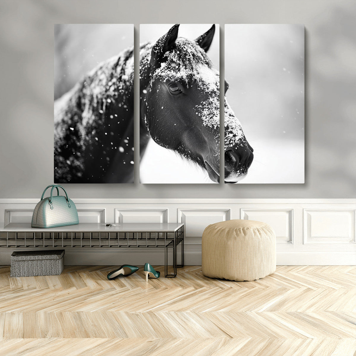 Horse Canvas Print - Winter Horse Snow Wall Art Canvas Print