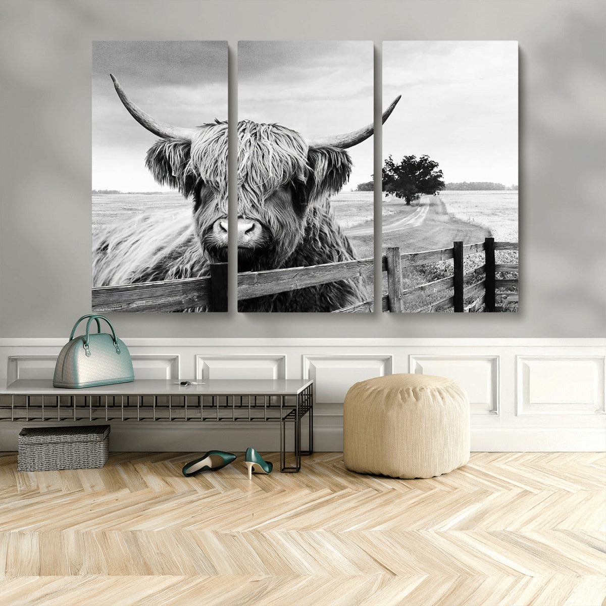Scottish Highland Cow Wall Art | Rustic Farmhouse Décor |