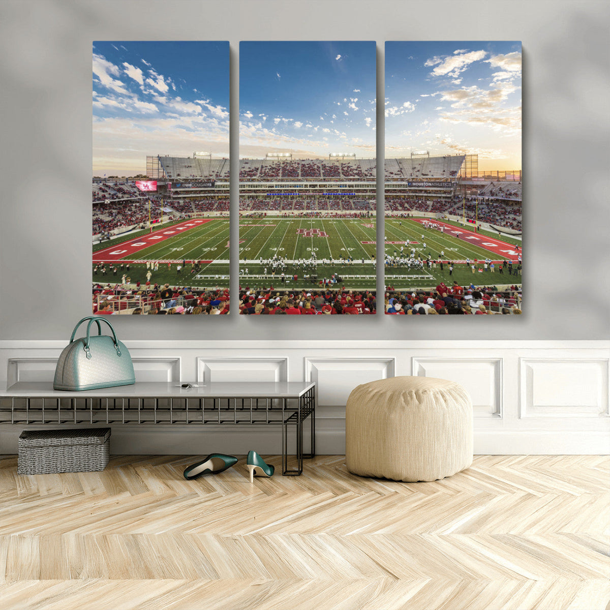 Framed Houston Cougars Football Team Print - Houston TDECU