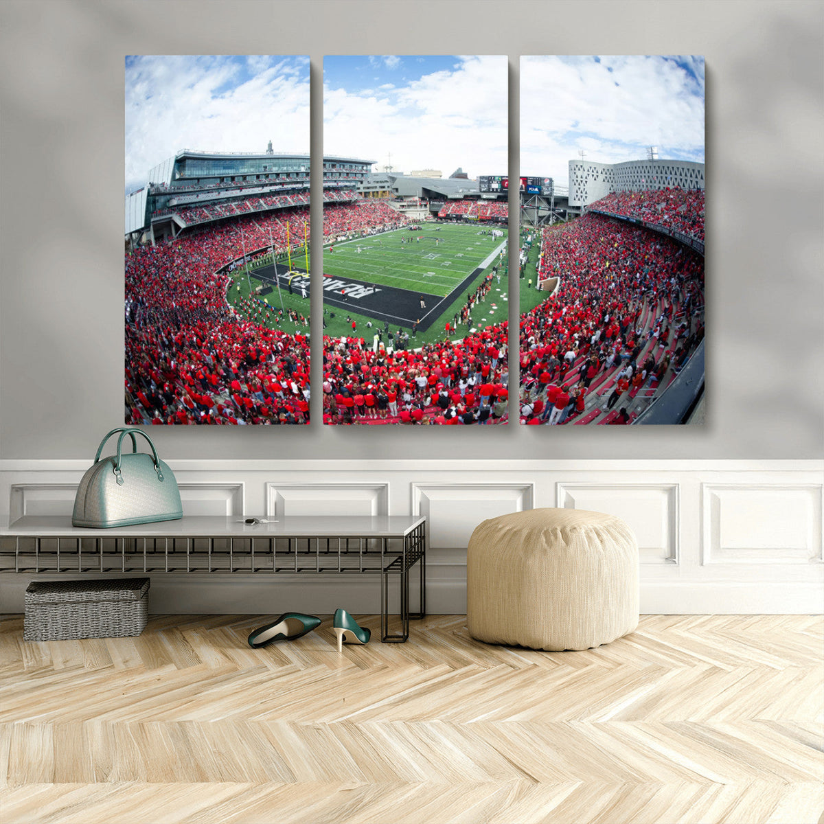 Cincinnati Bearcats Football Team Print - Nippert Stadium Wall Art Canvas Print