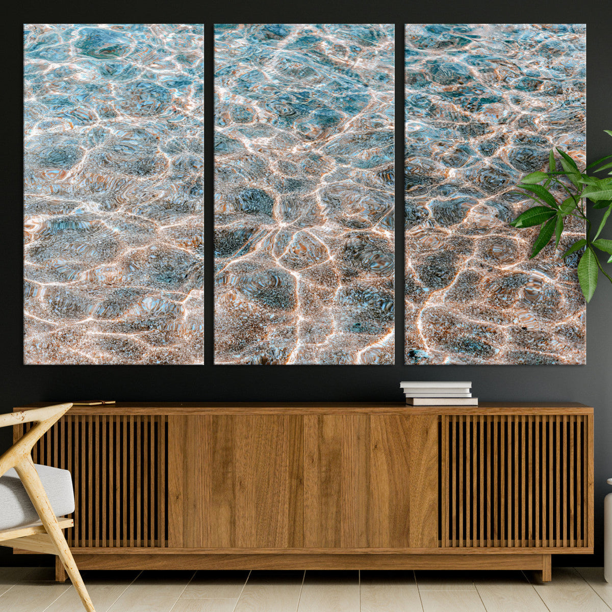 Clear Water Wall Art Canvas Print – Framed Sunlit Ocean