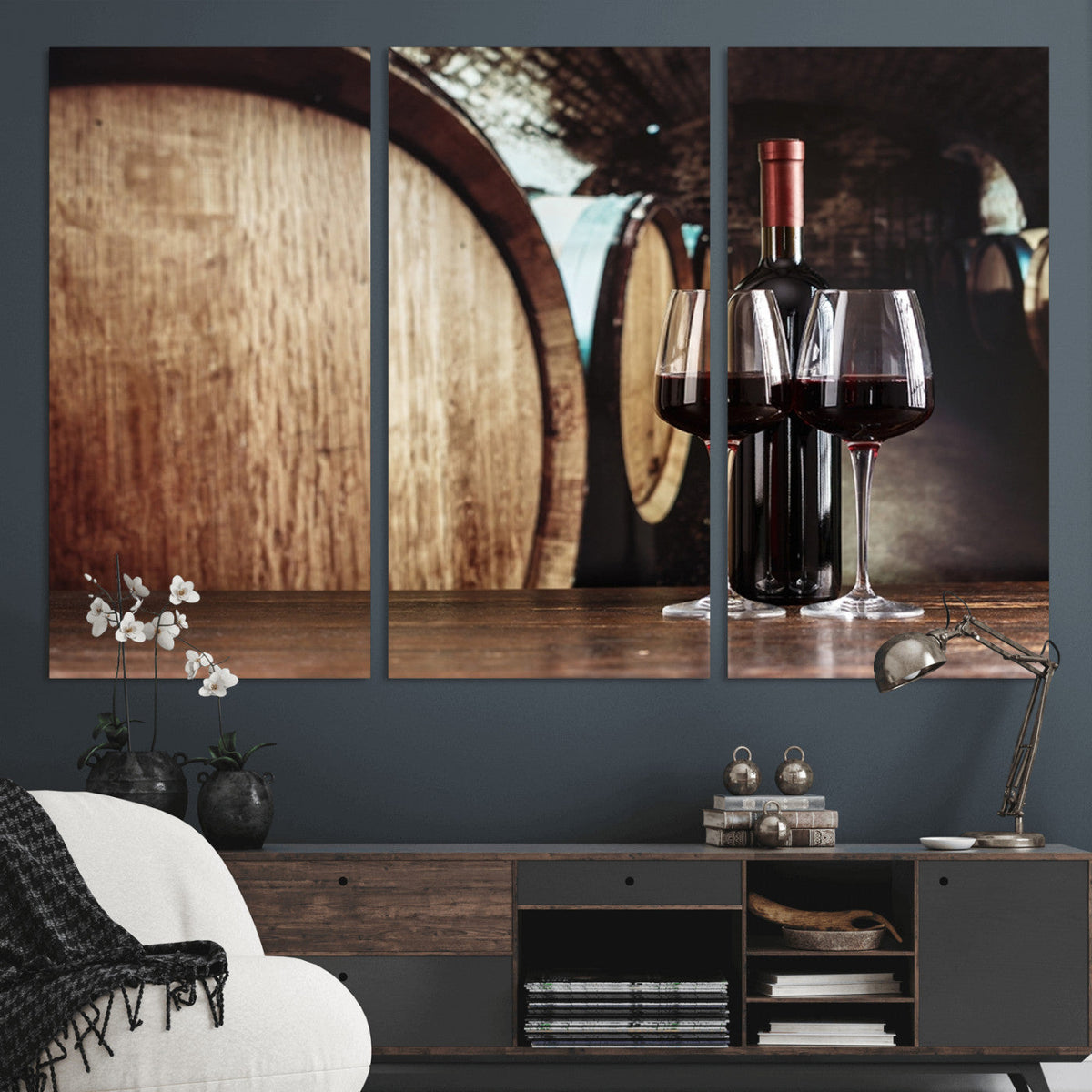 Wine and Barrel Wall Art Canvas Print