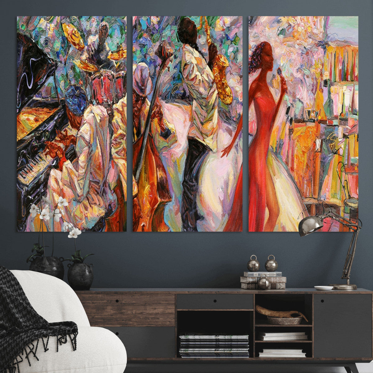 Abstract Afro American Jazz Canvas Wall Art | Music-Inspired