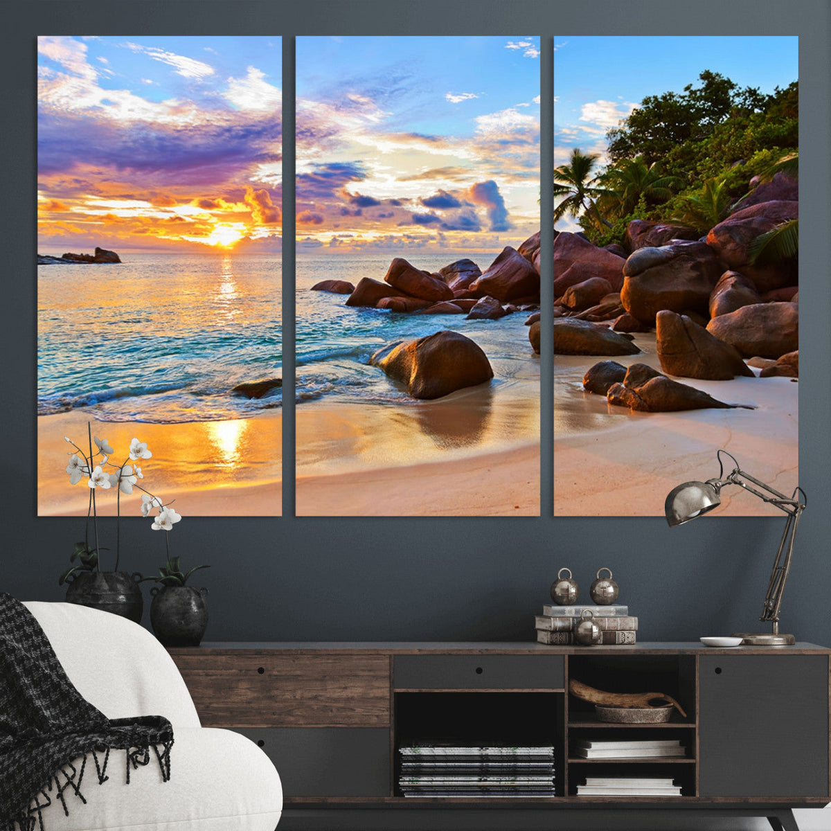 Tropical Island Beach Sunset Canvas Print