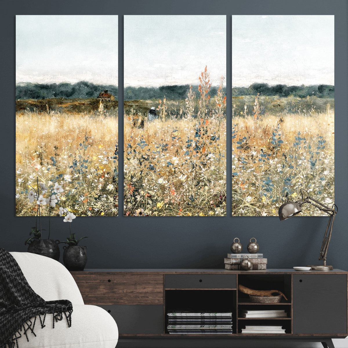 Wildflower Field Wall Art Canvas | Nature-Inspired Landscape
