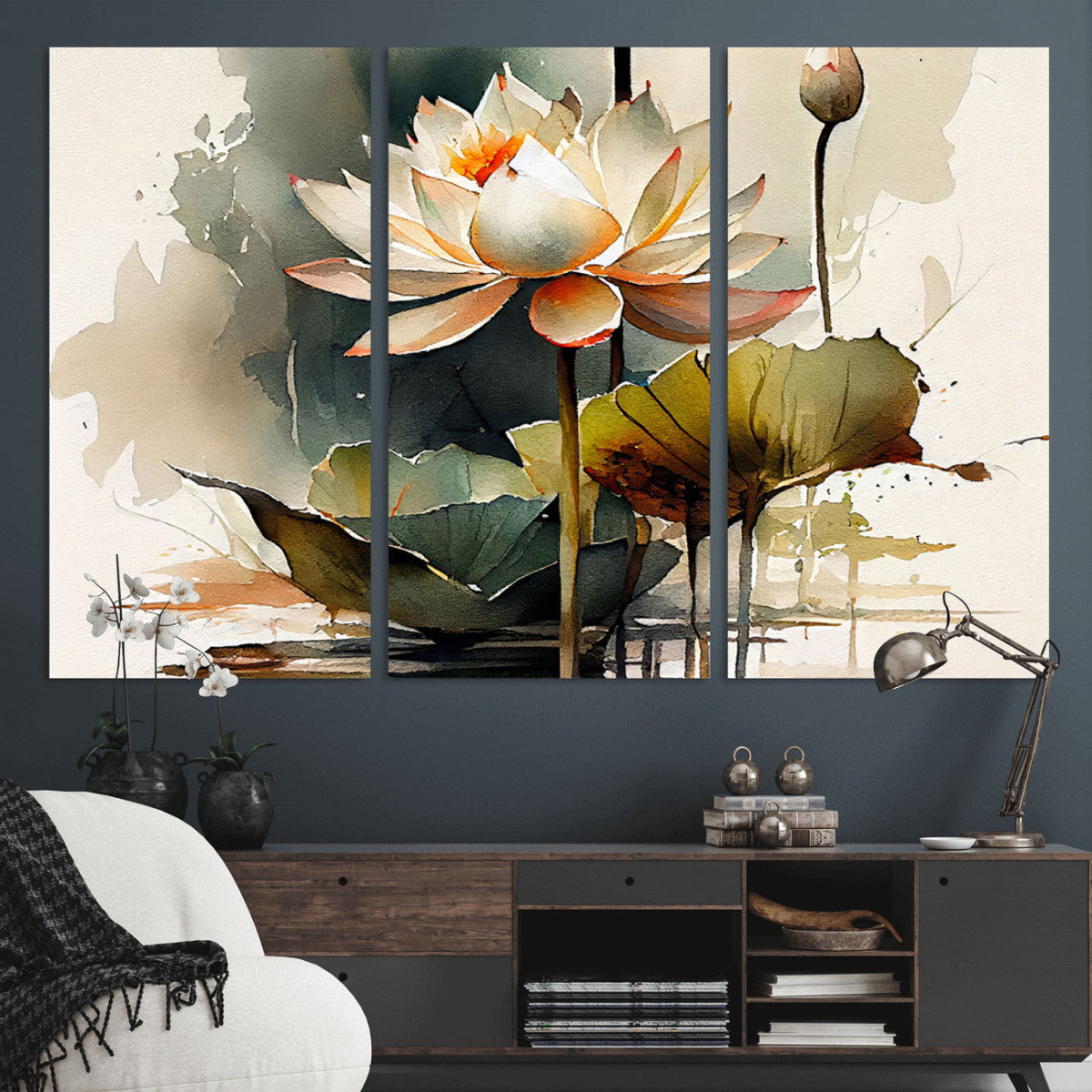 Lotus Flower Watercolor Canvas Print – A Symbol of Serenity