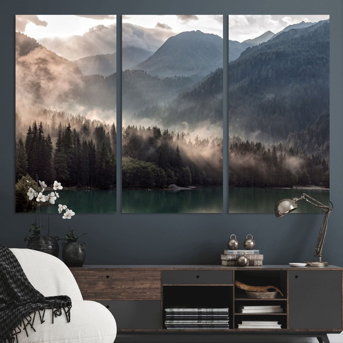 Foggy Mountain Canvas Print Forest Wall Art