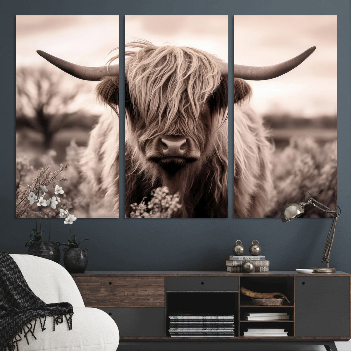 Scottish Cow Longhorn Wall Art Canvas Print