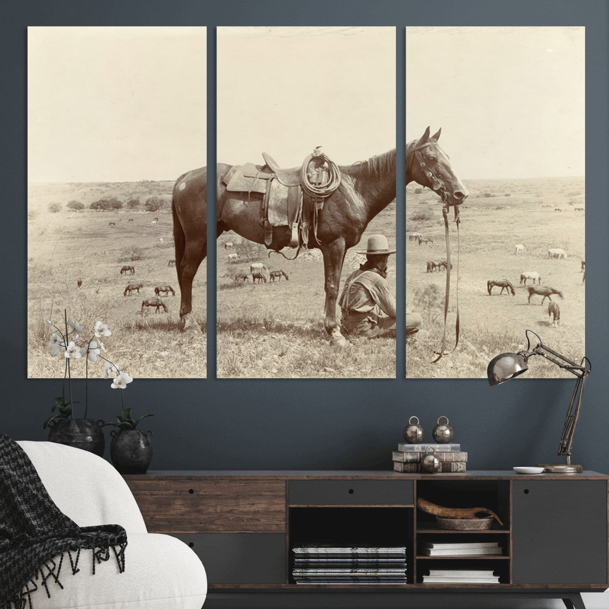 Cowboy Wall Art - Western Horse Canvas Print - Vintage