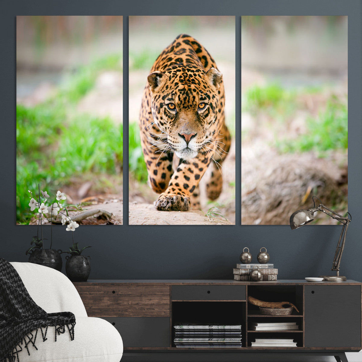 Leopard on the Prowl - Stunning Large Framed Leopard Wall