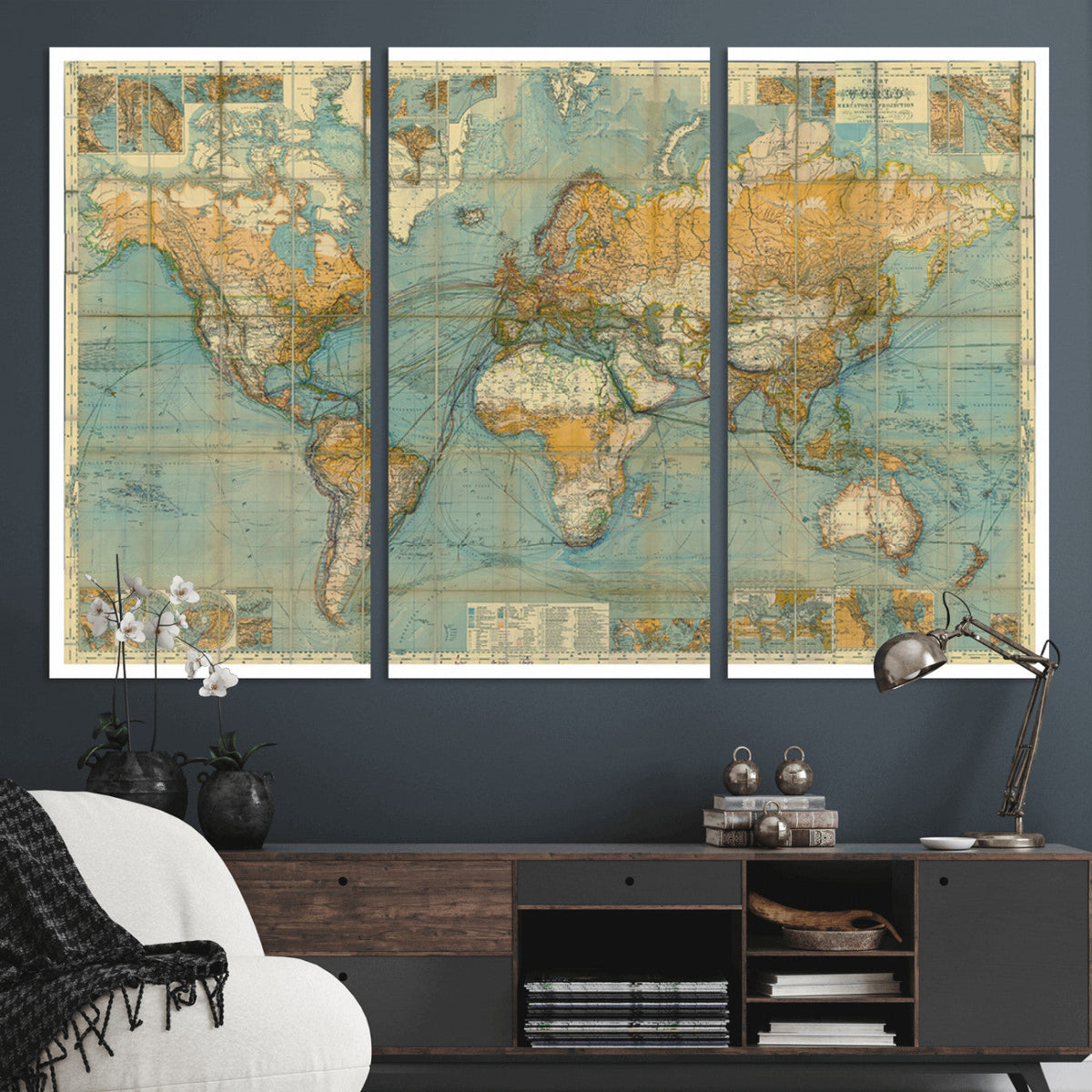 Push Pin World Map Canvas Print – Travel Tracker Wall Art