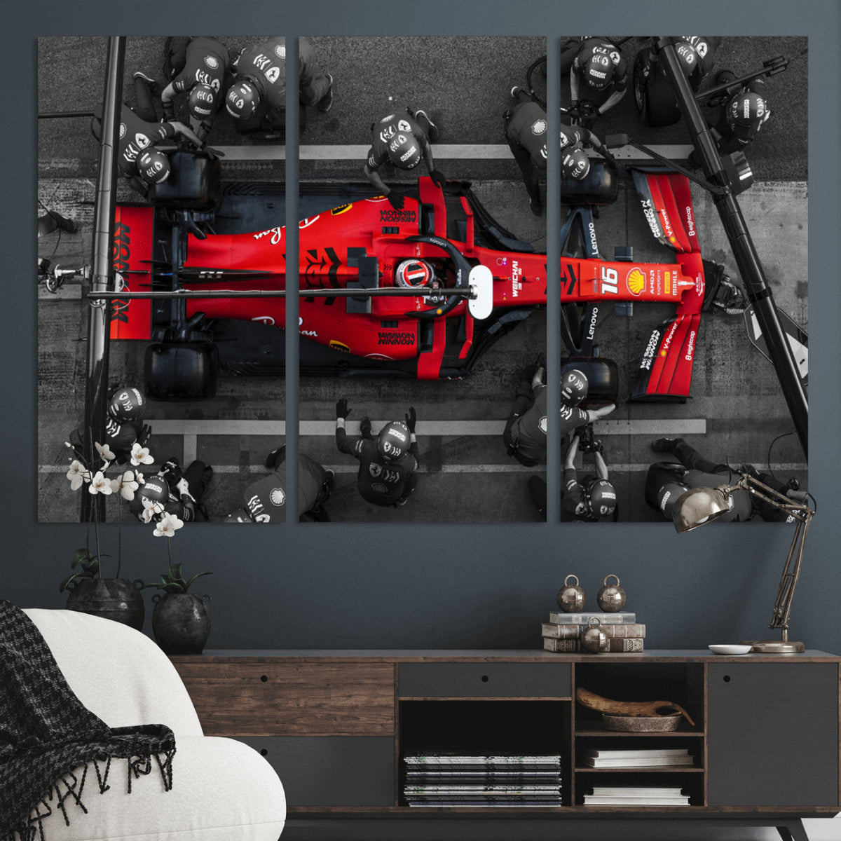 Ferrari Pit Stop Canvas Wall Art – Precision and Speed