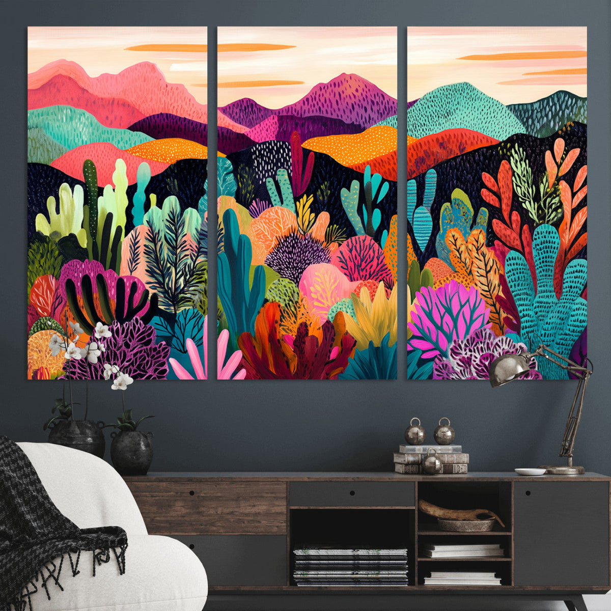 Abstract Kusama Print - Landscape Canvas Wall Art Print -