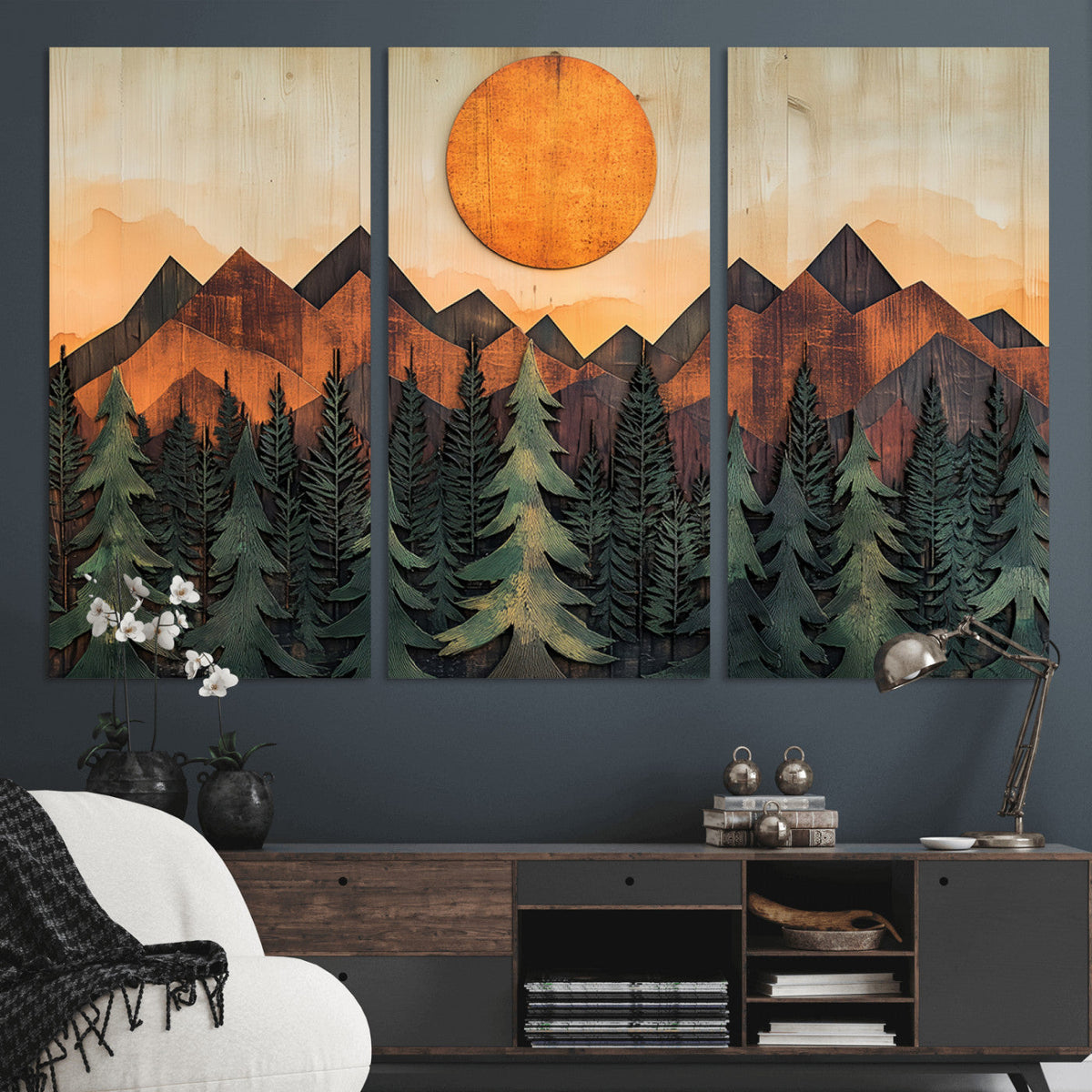 Sunset Mountain Landscape Canvas Wall Art Print - Nature