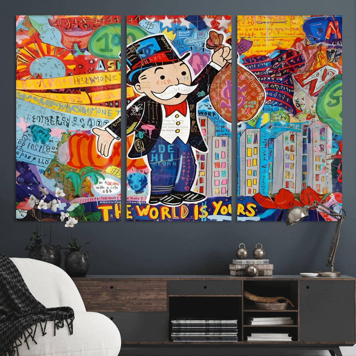 Pop Art Monopoly Man Canvas Wall Art Print - Bold and