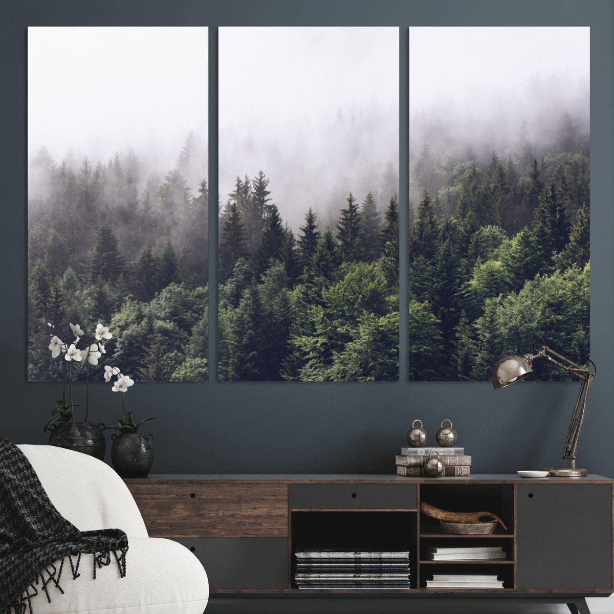 Misty Forest Wall Art | Foggy Forest Canvas Print | Large