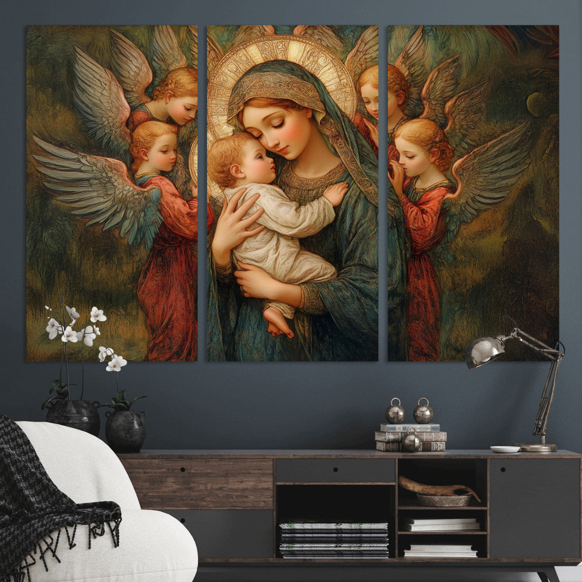 Mary Jesus Canvas Wall Art Print - Madonna and Child with