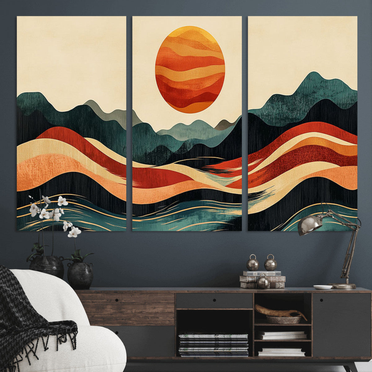 Mountain Triptych Wall Art Canvas Print – Western Nature