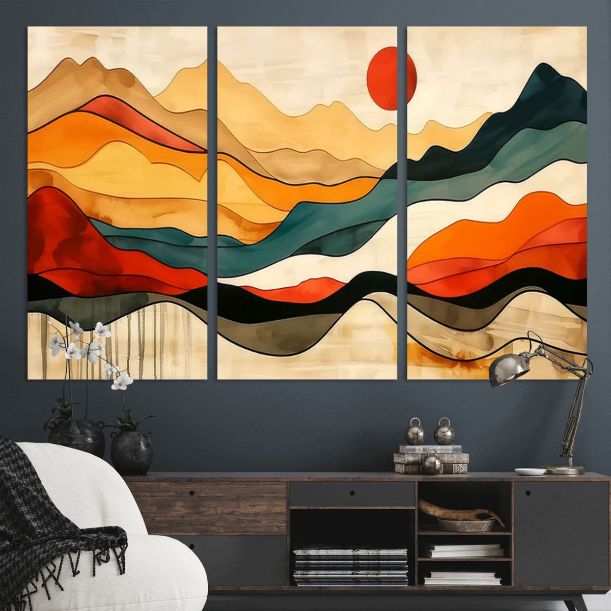 Mid Century Wall Art Print - Abstract Woodland Print -