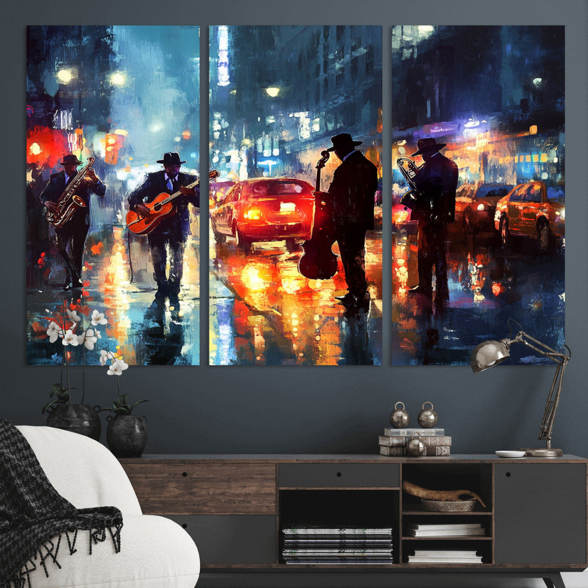 African American Jazz Canvas Wall Art Print – Abstract Music