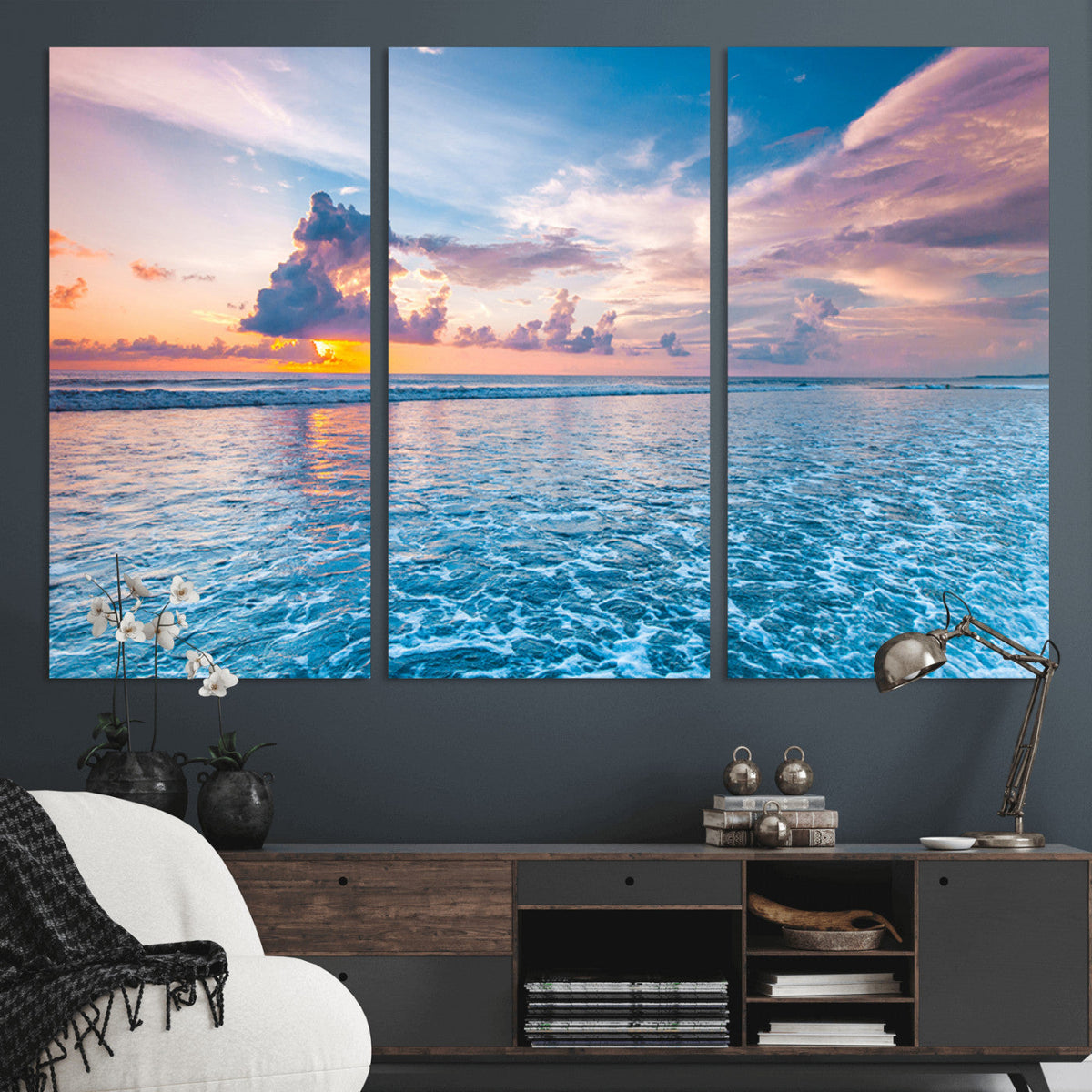 Ocean Sunset Canvas Wall Art Print – Tranquil Seascape