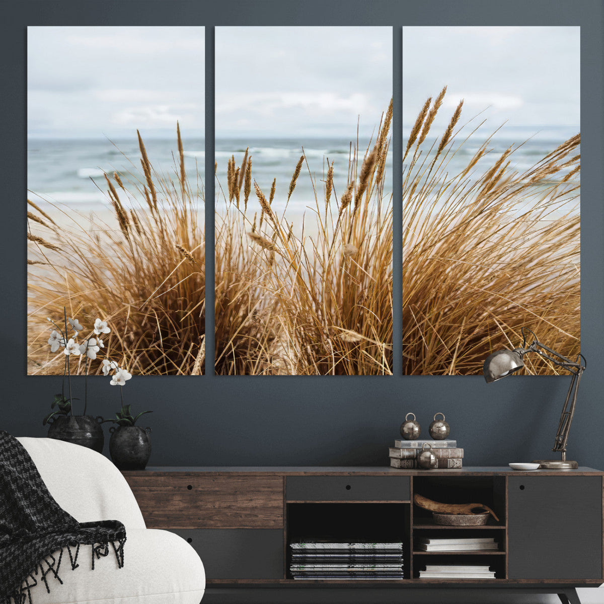 Beach Grass Wall Art Canvas Print – Framed Coastal Dunes Art