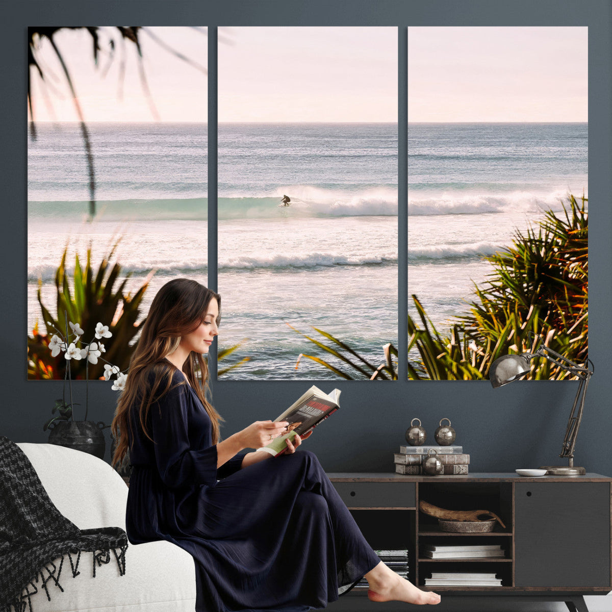 Ocean Surfer Wall Art Canvas Print – Framed Coastal Surf Art