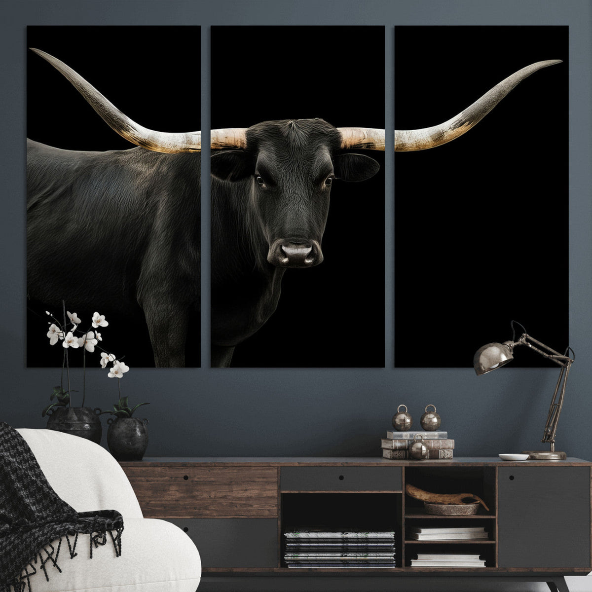 Longhorn Cattle Wall Art Canvas Print – Framed Texas Ranch