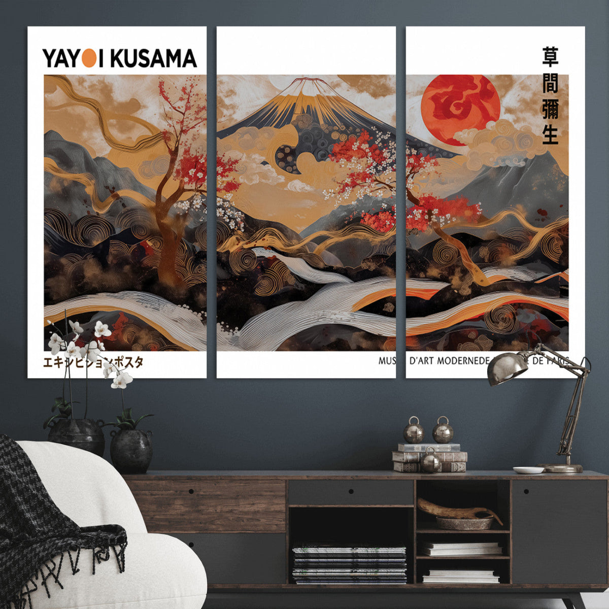 Modern Japanese Wall Art Canvas Print – Framed Abstract