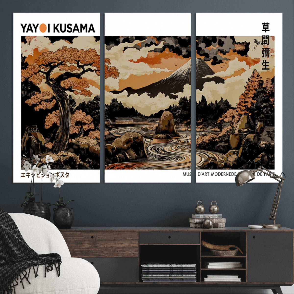 Modern Japanese Wall Art Canvas Print – Framed Abstract