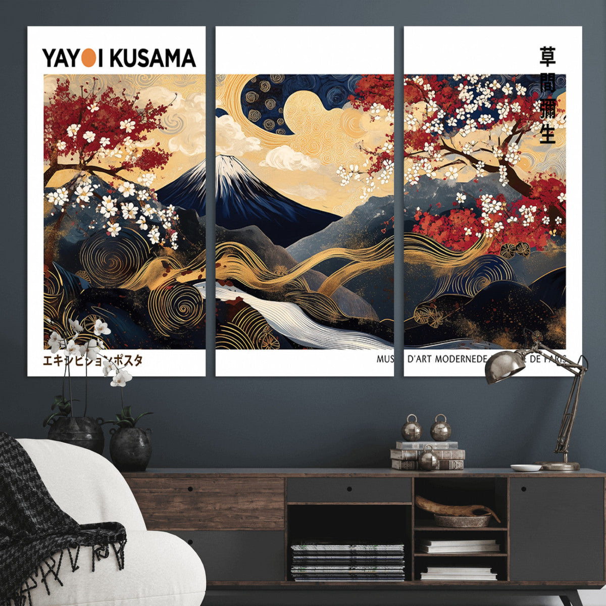 Modern Mount Fuji Wall Art Canvas Print – Framed Abstract