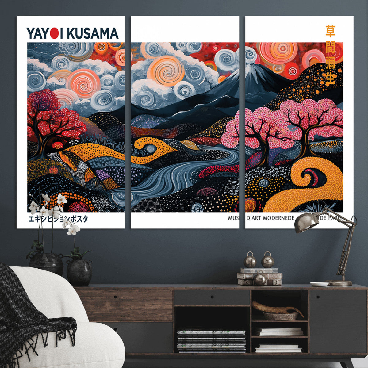 Modern Japanese Wall Art Canvas Print – Framed Abstract