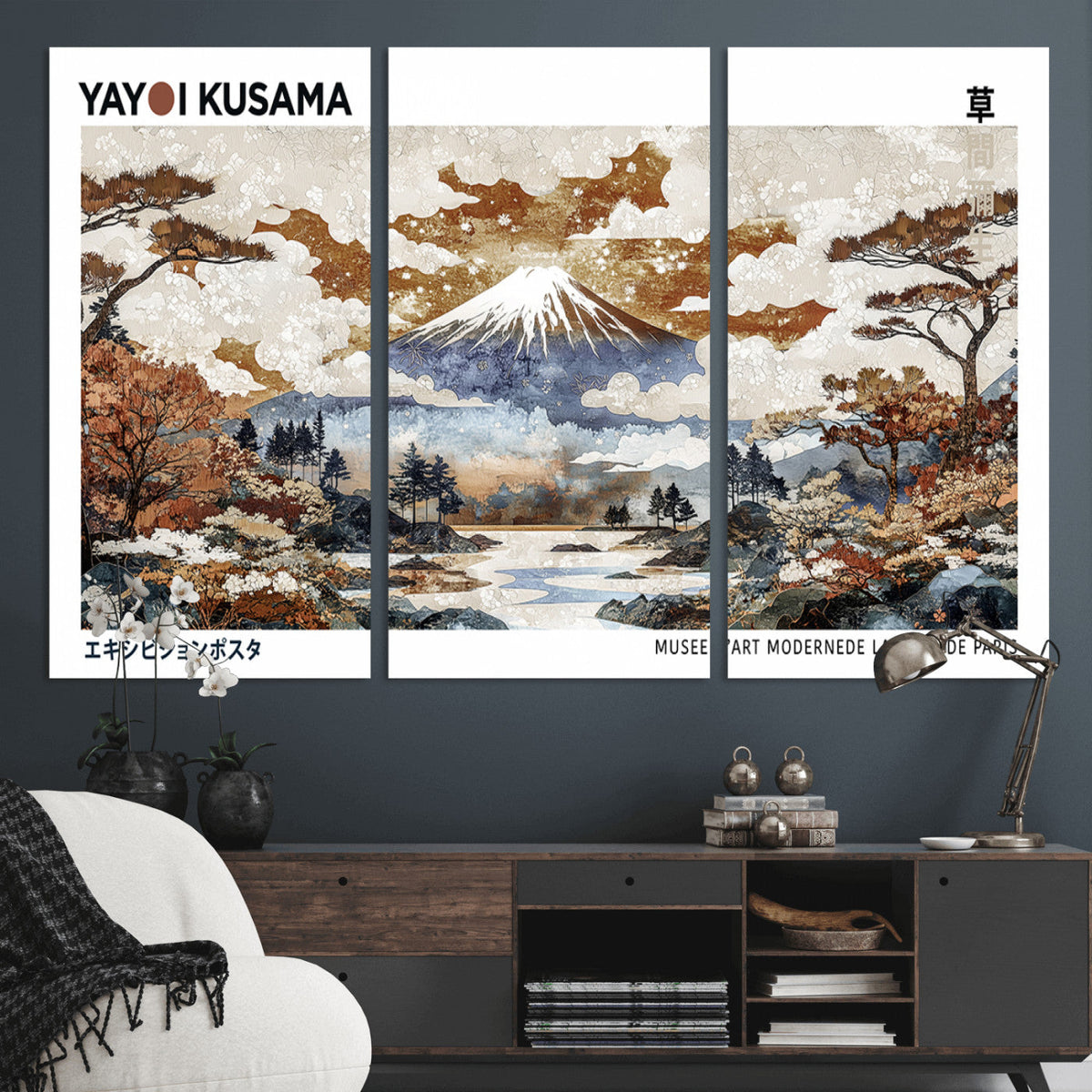 Modern Japanese Wall Art Canvas Print – Framed Abstract