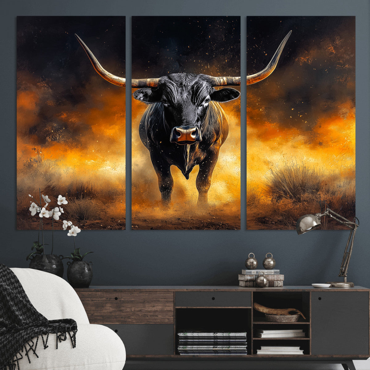 Longhorn Canvas Wall Art Canvas Print – Framed Bold Bull