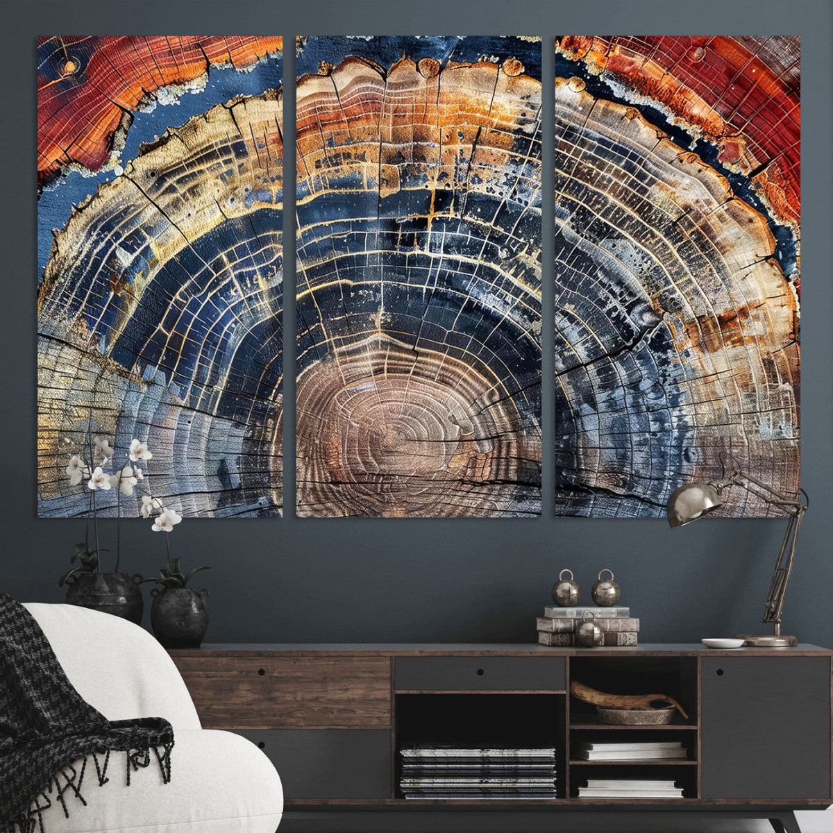 Tree Rings Wall Art Canvas Print – Framed Wood Art Picture