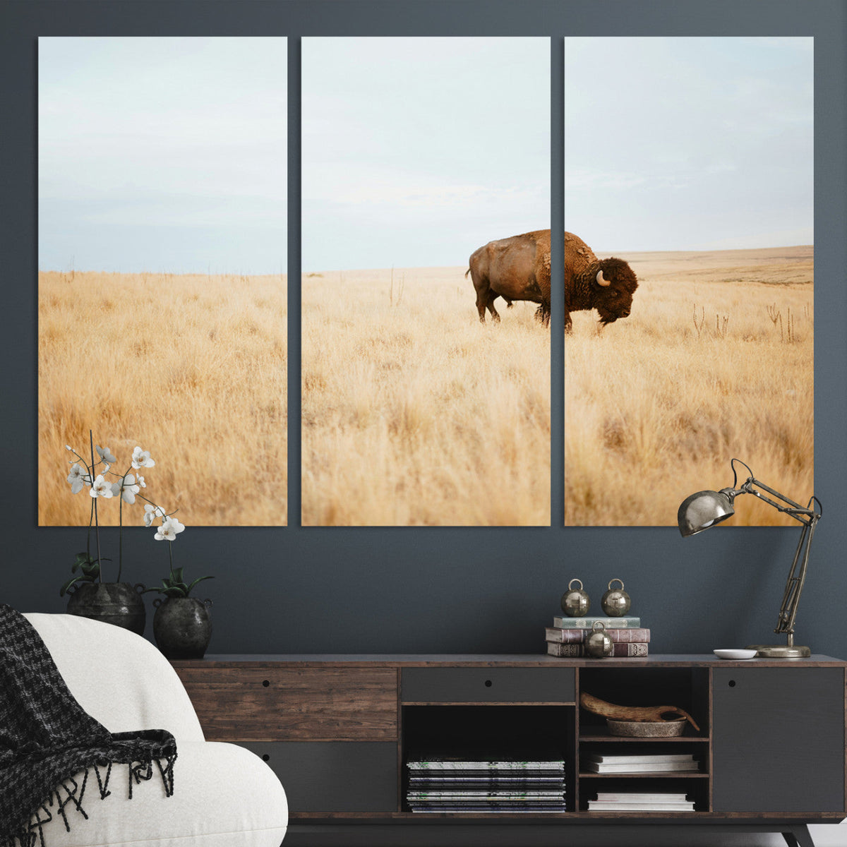 Buffalo Wall Art Canvas Print – Framed Western Wildlife