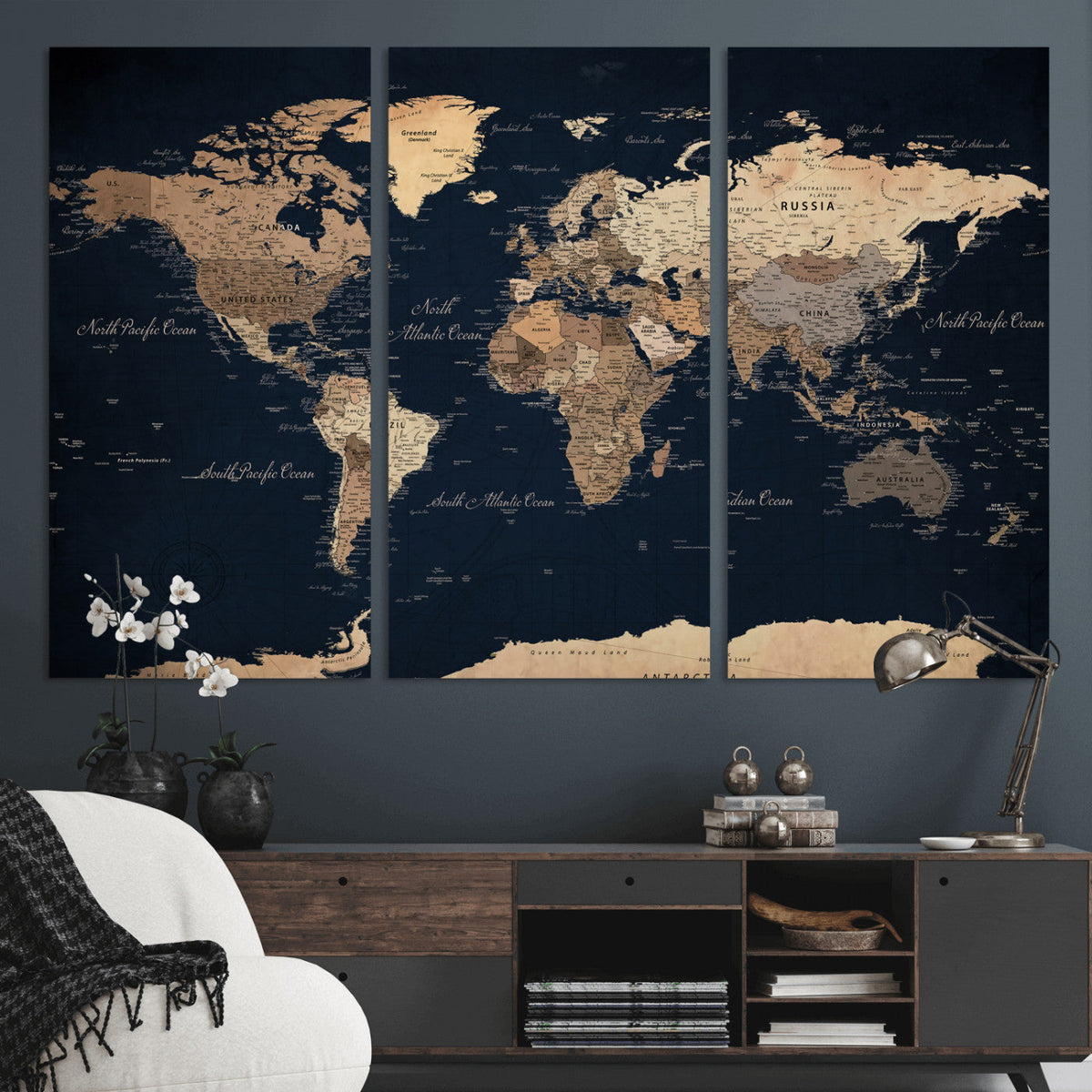 World Map Canvas Print – Detailed Map of the World Wall Art