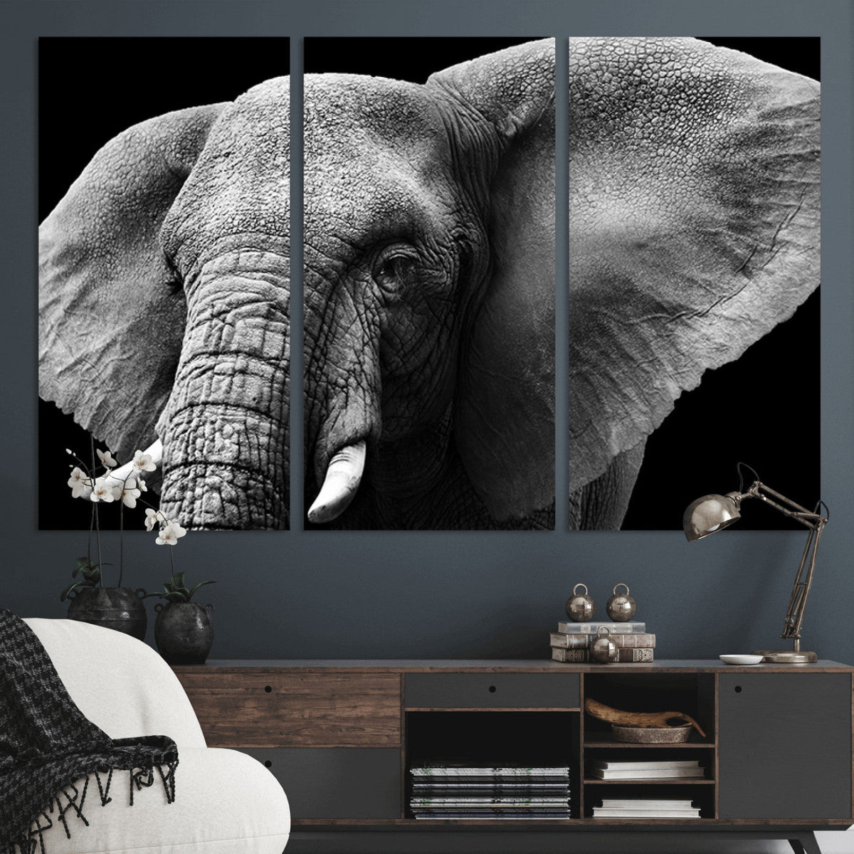 Big Elephant Close Up Wall Art Canvas Print