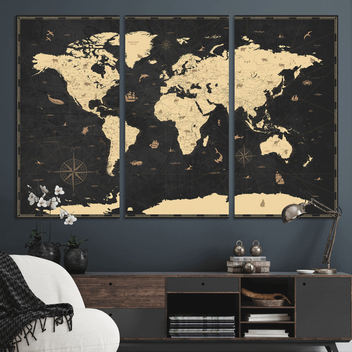 World Map Canvas Print – Detailed Map of the World Wall Art